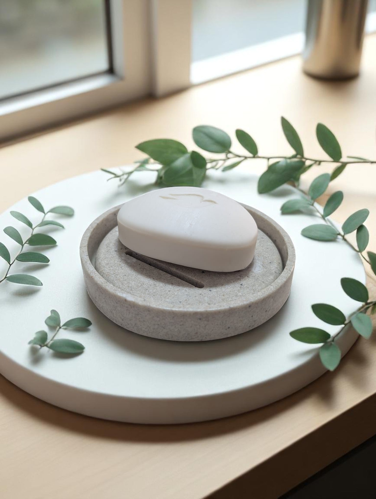 Jabonera Doble de Resina con Drenaje – Diseño Minimalista