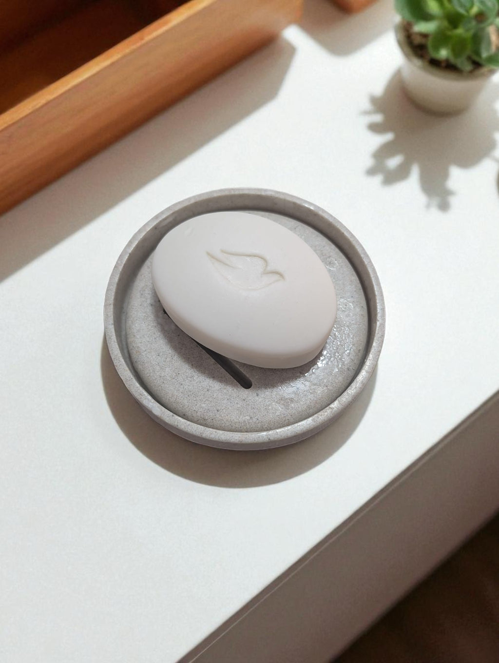 Jabonera Doble de Resina con Drenaje – Diseño Minimalista