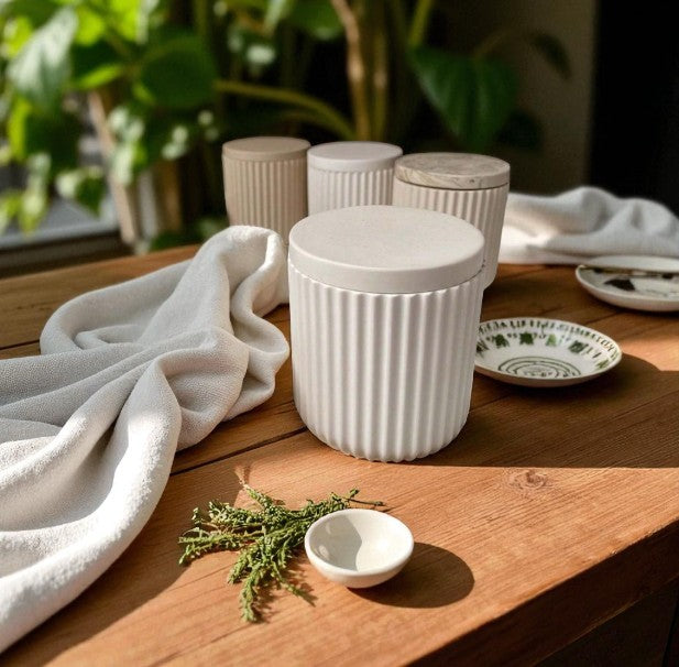 Vela cilindro rayas alta